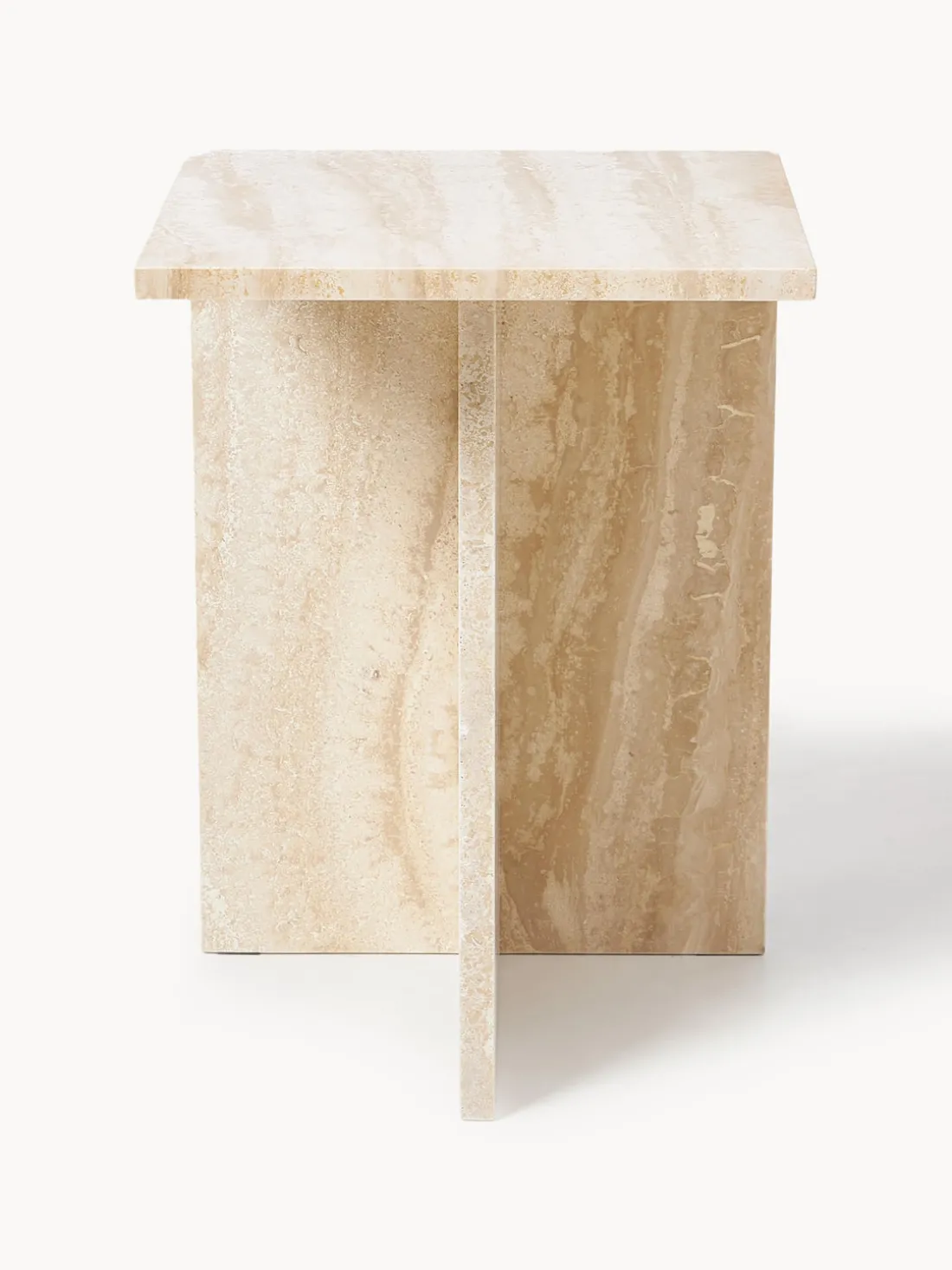 Mesa auxiliar de travertino con dos estantes Distinct