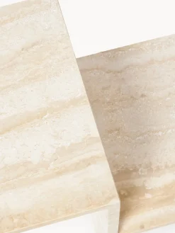 Mesa auxiliar de travertino con dos estantes Distinct