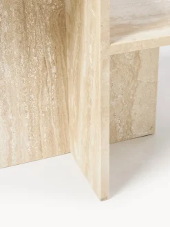 Mesa auxiliar de travertino con dos estantes Distinct