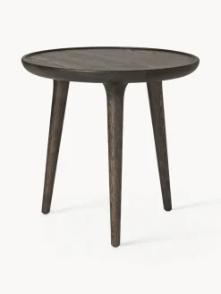 Mesa auxiliar redonda artesanal de madera de roble Accent