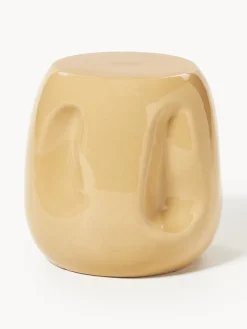 Mesa auxiliar redonda artesanal de cerámica Currents