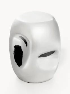 Mesa auxiliar redonda artesanal de cerámica Currents