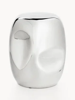 Mesa auxiliar redonda artesanal de cerámica Currents