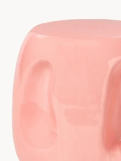 Mesa auxiliar redonda artesanal de cerámica Currents