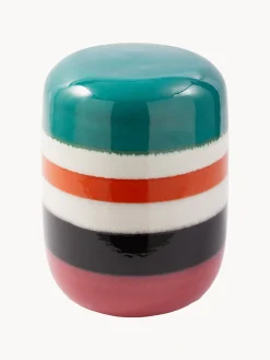 Mesa auxiliar redonda artesanal Striped Pill