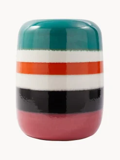 Mesa auxiliar redonda artesanal Striped Pill