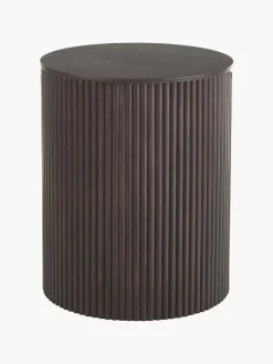 Mesa auxiliar redonda de madera Nele, con espacio de almacenamiento