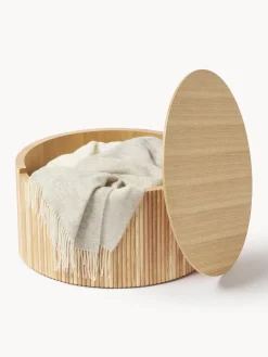 Mesa de centro redonda de madera Nele, con espacio de almacenamiento