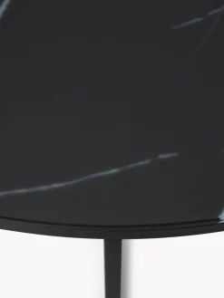 Mesa de centro redonda grande con tablero de vidrio en look mármol Antigua