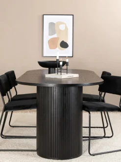 Mesa de comedor ovalada de madera Bianca, 200 x 90 cm