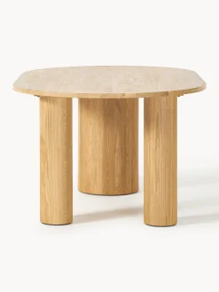 Mesa de comedor ovalada de madera de roble Dunia, tamaños diferentes