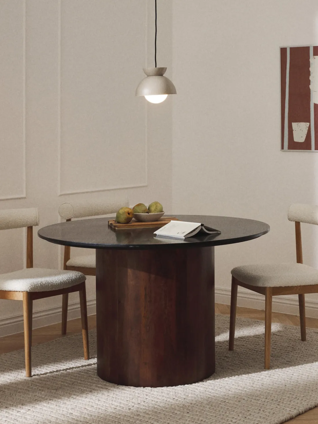 Mesa de comedor redonda de mármol, Abby, tamaños diferentes