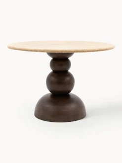 Mesa de comedor redonda Sculpt con tablero de travertino, Ø 110 cm