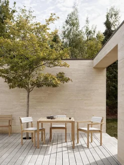 Mesa de jardín de madera de teca AH901, 100 x 99 cm