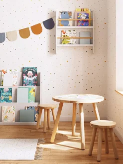 Mesa infantil redonda de madera de caucho Dilcia