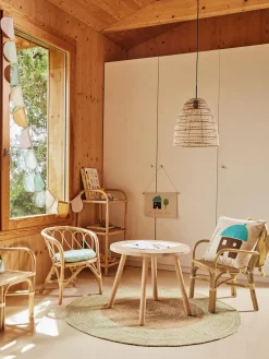 Mesa infantil redonda de madera de caucho Dilcia