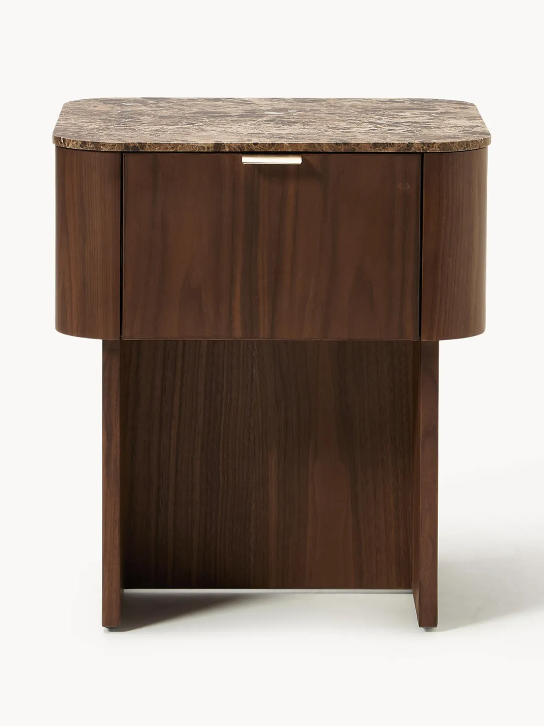 Mesita de noche de madera con tablero de mármol Zumi