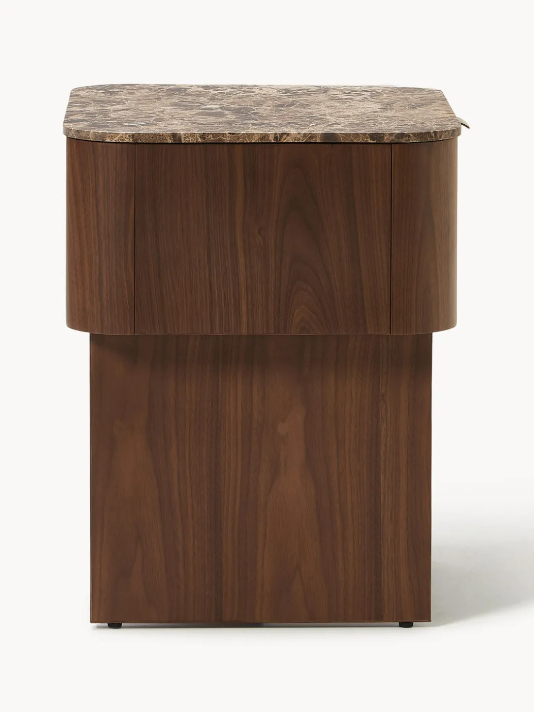 Mesita de noche de madera con tablero de mármol Zumi