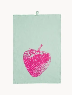 Paño de cocina de lino artesanal Strawberry