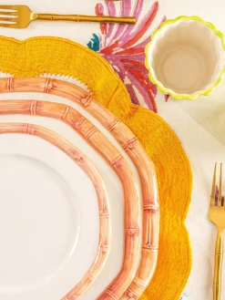 Plato llano pintado a mano Bamboo