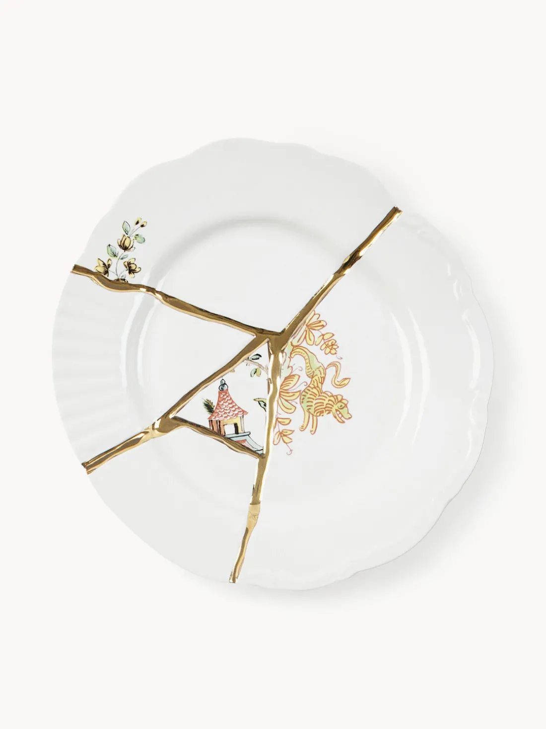 Plato postre de porcelana Kintsugi