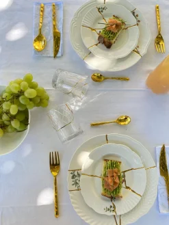 Plato postre de porcelana Kintsugi