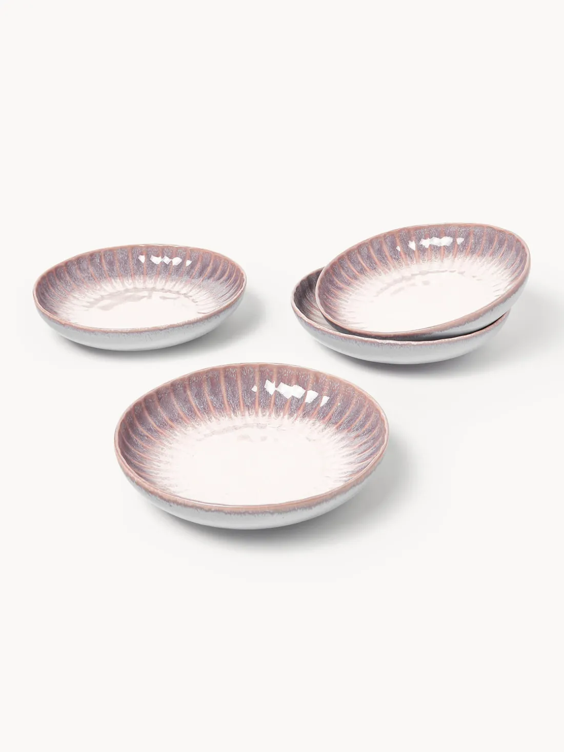 Platos hondos artesanales con esmalte reactivo Vinci, 4 uds.