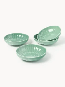 Platos hondos de porcelana con relieves Sali, 4 uds.