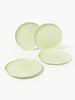 Platos llanos de porcelana con relieves Sali, 4 uds.