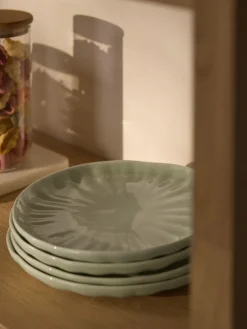 Platos llanos de porcelana con relieves Sali, 4 uds.