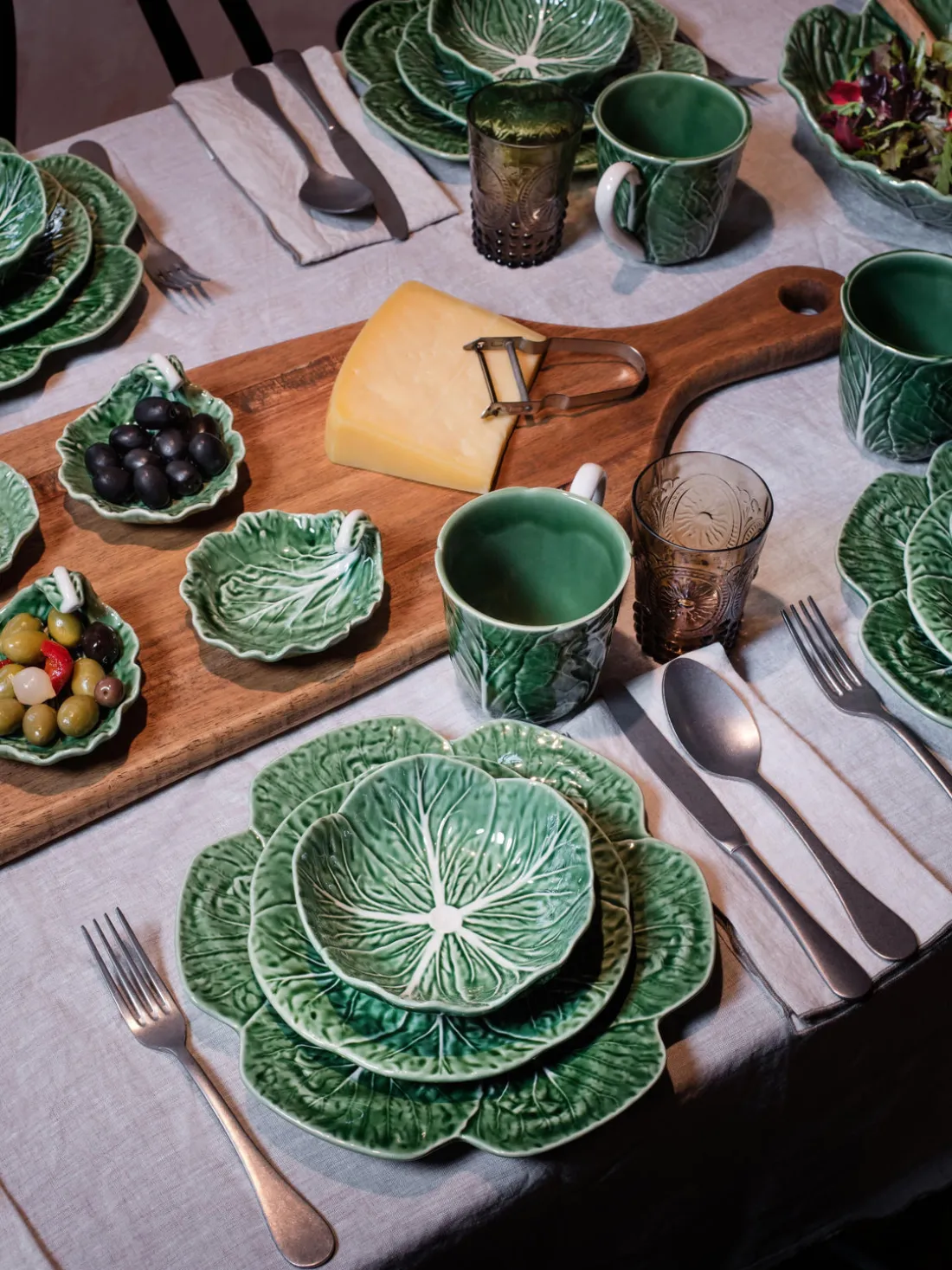 Platos llanos pintados a mano Cabbage, 2 uds.