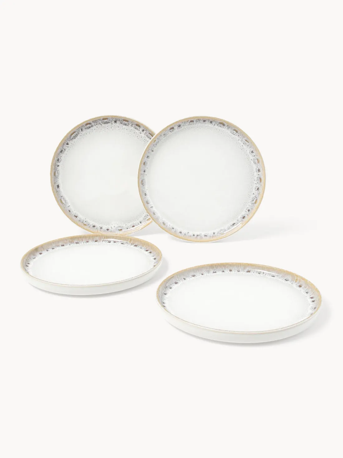 Platos postre artesanales con esmalte reactivo Danza, 4 uds.