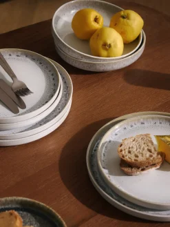 Platos postre artesanales con esmalte reactivo Danza, 4 uds.