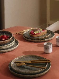 Platos postre artesanales con esmalte reactivo Danza, 4 uds.