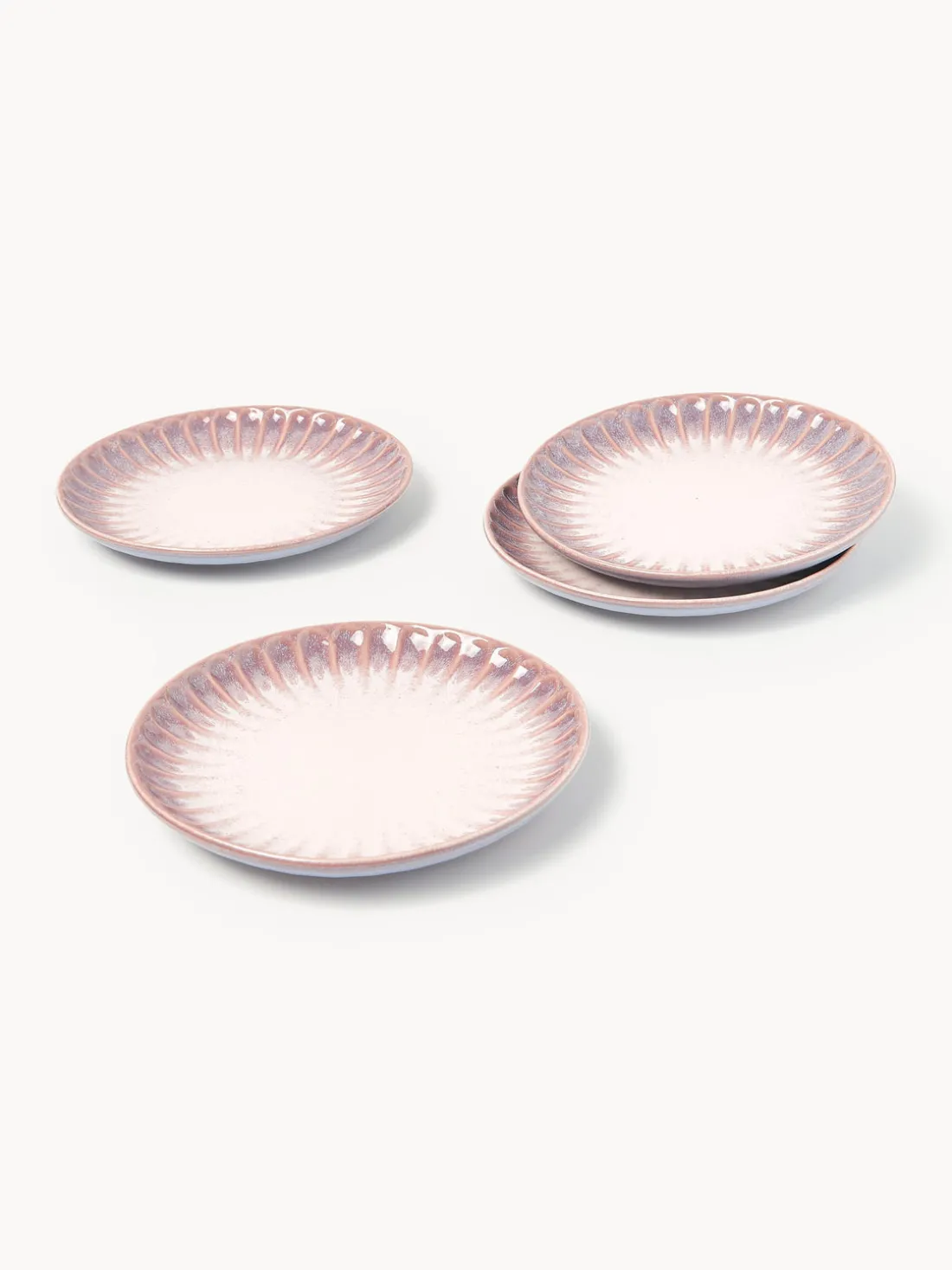 Platos postre artesanales con esmalte reactivo Vinci, 4 uds.