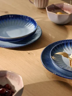 Platos postre artesanales con esmalte reactivo Vinci, 4 uds.