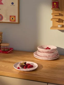 Platos postre de porcelana con relieves Sali, 4 uds.