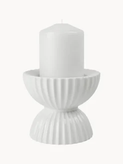 Portavelas de porcelana con relieves Tura