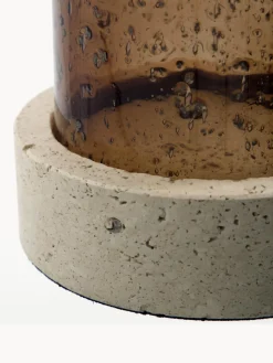 Portavelas soplado con base de travertino Rivo