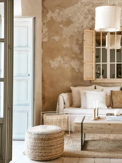 Puf artesanal de yute Bono