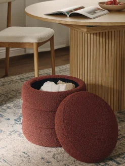 Puf en tejido bouclé con espacio de almacenamiento Alto