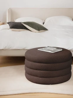 Puf grande en tejido bouclé con espacio de almacenamiento Alto