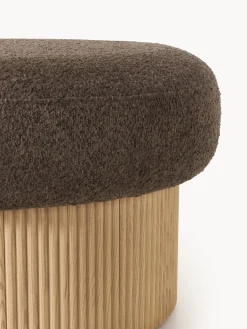 Puf grande tapizado en borreguillo bouclé con espacio de almacenamiento Nala