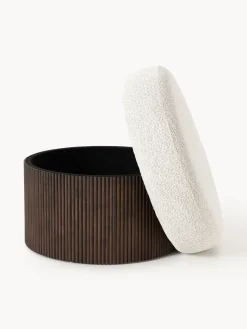 Puf grande tapizado en borreguillo bouclé con espacio de almacenamiento Nala