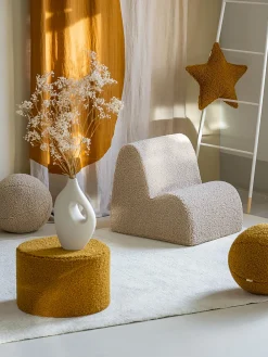 Puf infantil de borreguillo Sugar, Ø 40 cm