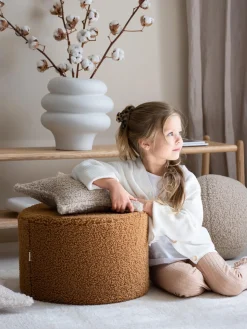 Puf infantil de borreguillo Sugar, Ø 40 cm