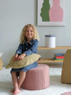Puf infantil de borreguillo Sugar, Ø 40 cm