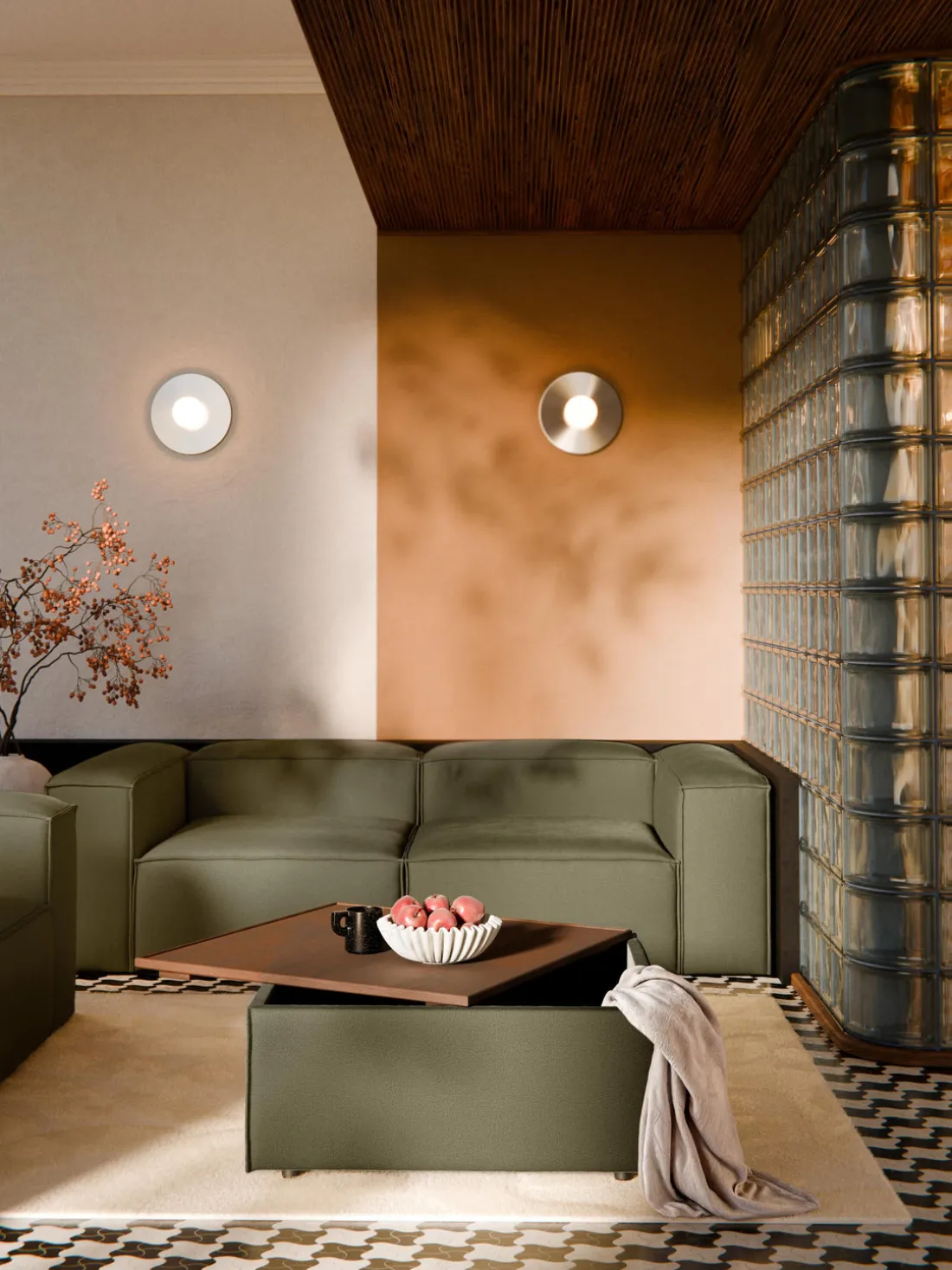 Reposapiés puf con espacio de almacenamiento Lennon