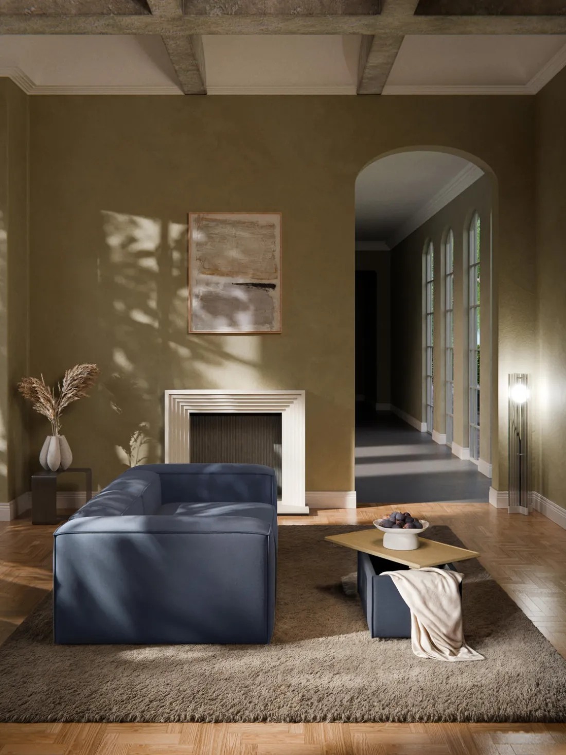 Reposapiés puf con espacio de almacenamiento Lennon