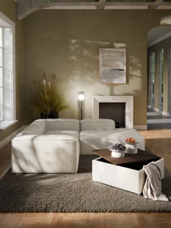 Reposapiés puf de pana con espacio de almacenamiento Lennon